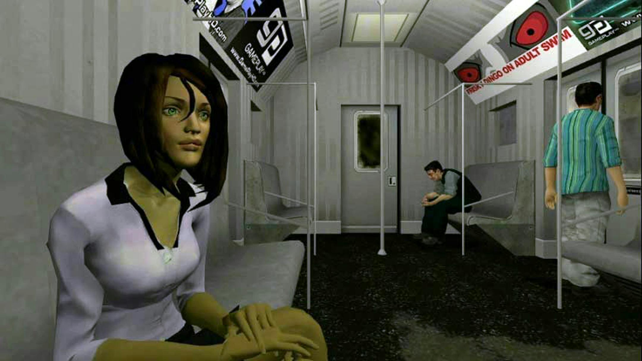 Amber rides the subway in "Leaving The Game." Advertising, such as subway posters, can dynamically change in the film.