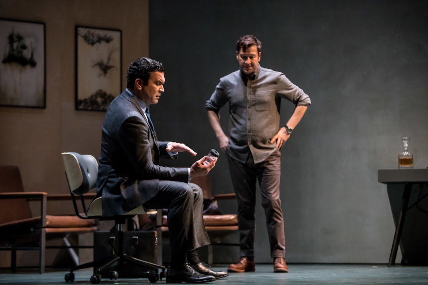 Ricardo Chavira (Peter Stockmann) and Billy Carter (Tom Stockmann) in the "An Enemy of the People."