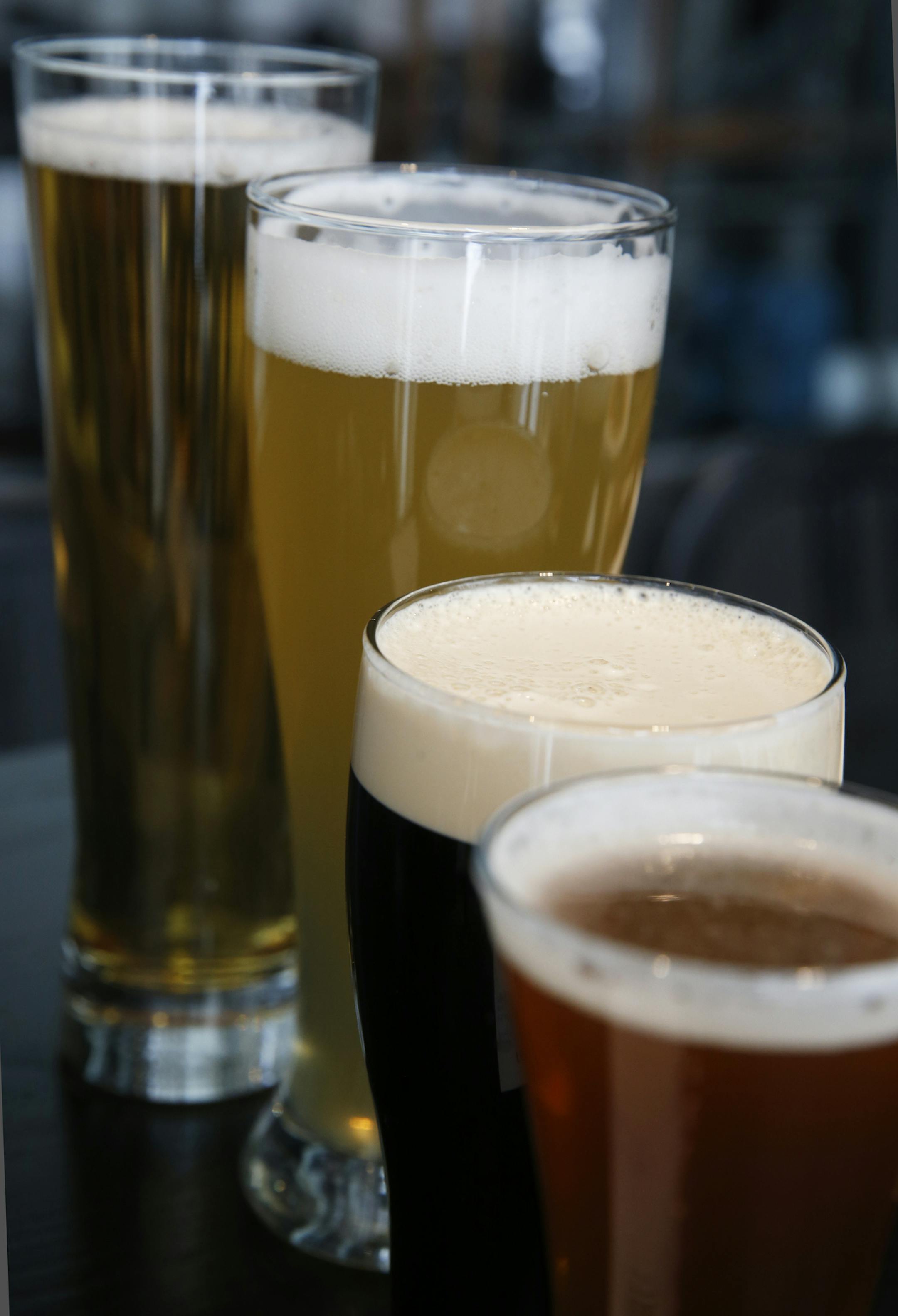 At Freehouse in the North Loop, some of the house brews are from left to right: Kolsch, a blonde Belgium, a porter, and an IPA.]richard tsong-taatarii/rtsong-taatarii@startribune.com
