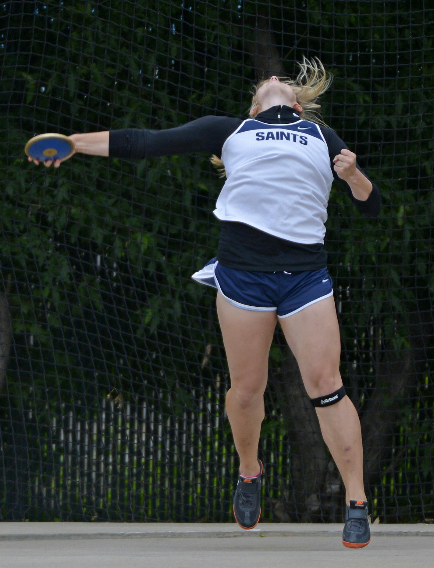 St. Francis discus thrower Maggie Ewen (shown here at the 2012 state track meet) broke the Minnesota state record in that event with a throw of 175 feet, 9 inches at the Class 3A, Section 5 True Team meet at White Bear Lake on Tuesday.