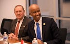 Ahmed Hussen, Canada's immigration minister and a former Somali refugee, listened as refugee resettlement advocates and officials introduced themselve