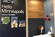 At its first branch in Minneapolis, located on Washington Avenue next to the U of M, Chase Bank has restaurant-style booths for bankers to help custom