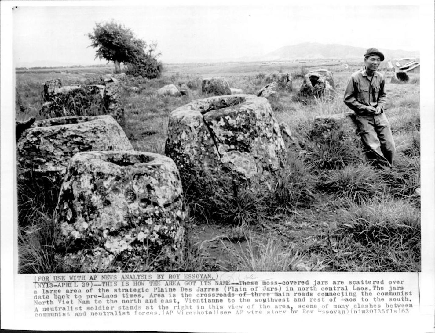 Moss-covered jars were scattered over a large area of the strategic Plain of Jars in north central Laos in 1963.