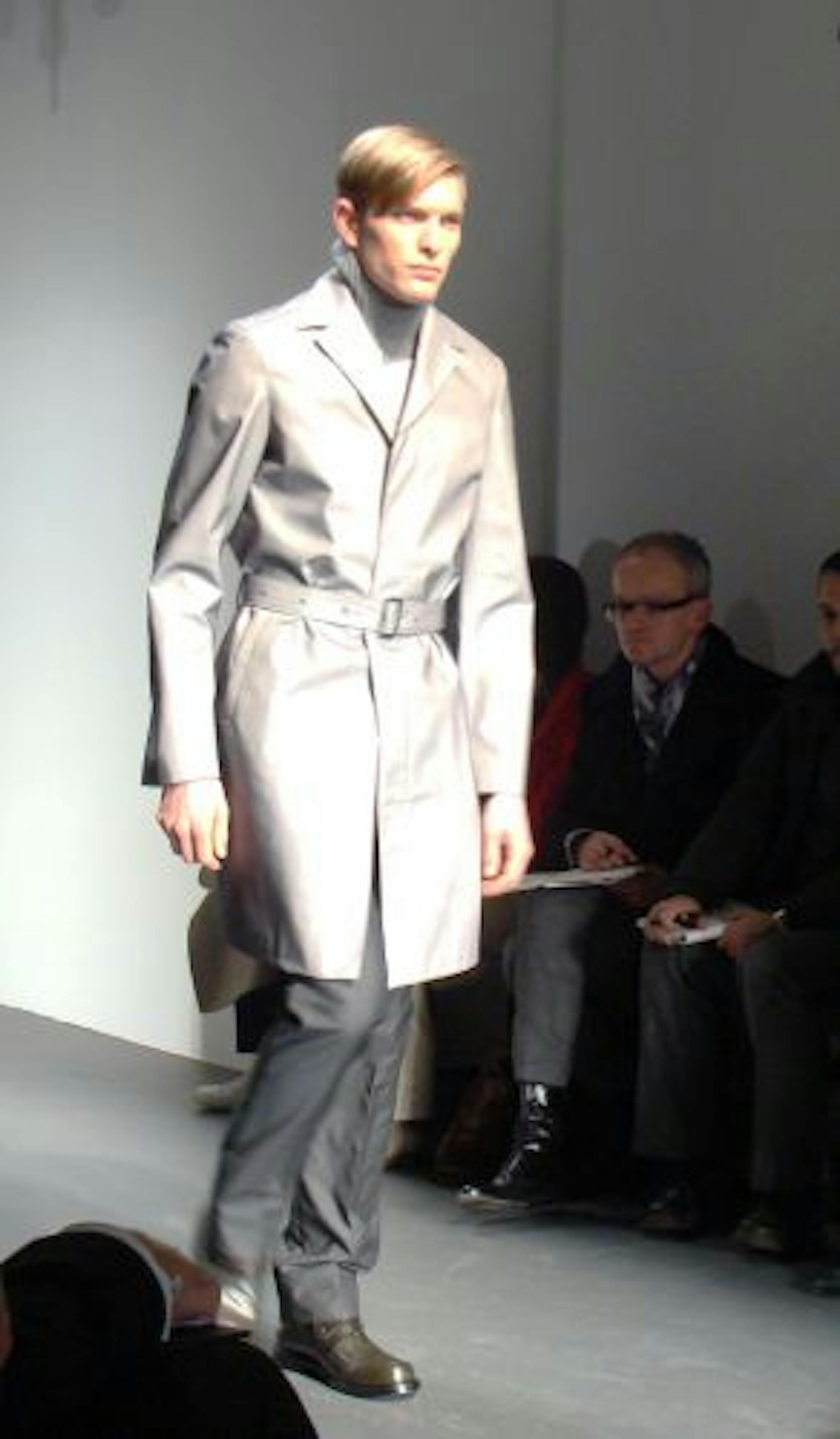 Minnesotan Will Defiel walking the runway in the fall/winter 2010 Calvin Klein men's show during Fashion Week in New York.