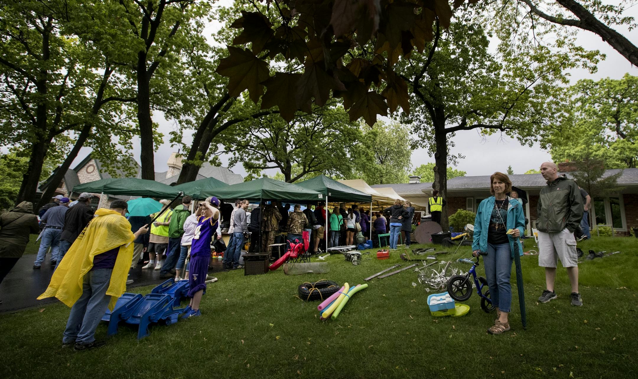 Shoppers at the Bud Grant annual garage sale. The former Minnesota Vikings head coach turns 90 years old on May 20.