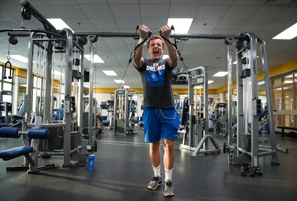 St. Michael-Albertville junior Joey Bennett worked out in his school's fitness center Wednesday. The new workout facility is a benefit to Bennett, a t