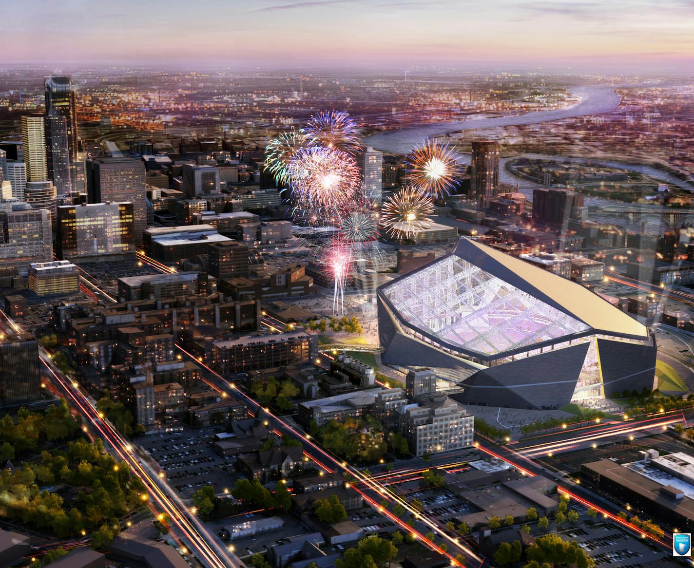 Architect rendering of new Vikings Stadium. Credit: Vikings ORG XMIT: MIN1305132109200290