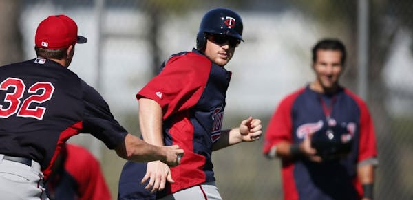 Chis Parmelee was tagged during a rundown at practice.