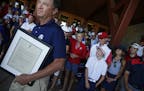 Davis Love will captain the 2016 Ryder's Cup team. He received an honorary membership to the Hazeltine golf course which will host the event.] Richard