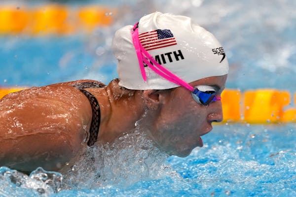 Regan Smith of the United States swims during a heat in the women’s 200-meter butterfly.