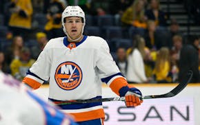 New York Islanders left wing Zach Parise (11) plays against the Nashville Predators during first period of an NHL hockey game Saturday, Oct. 30, 2021,