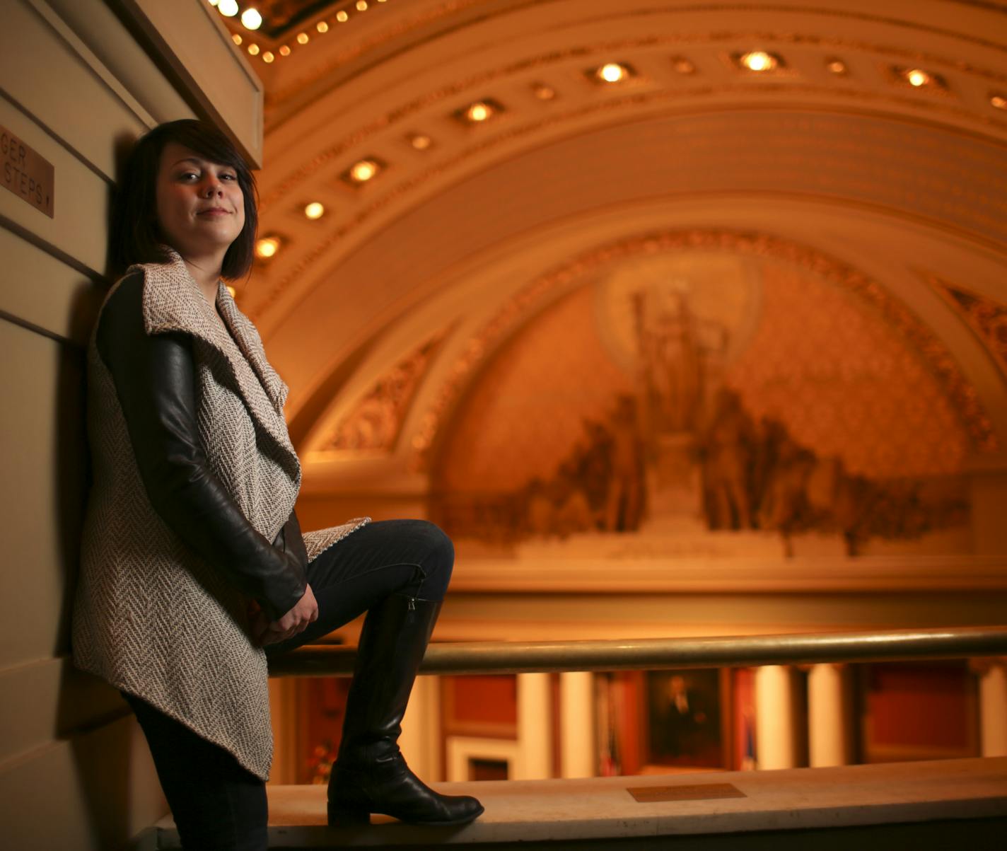 Katie Tourand in the house chamber of the State Capitol, where she lobbied for a change in the way felons' records are kept. ] JEFF WHEELER &#x201a;&#xc4;&#xa2; jeff.wheeler@startribune.com A new Minnesota law allows felons to fully expunge their records after meeting certain criteria. Katie Tourand was one of the activists who led the fight; she has two felony charges on her record, and even after turning her life around, had three job offers revoked after criminal background checks were perfor