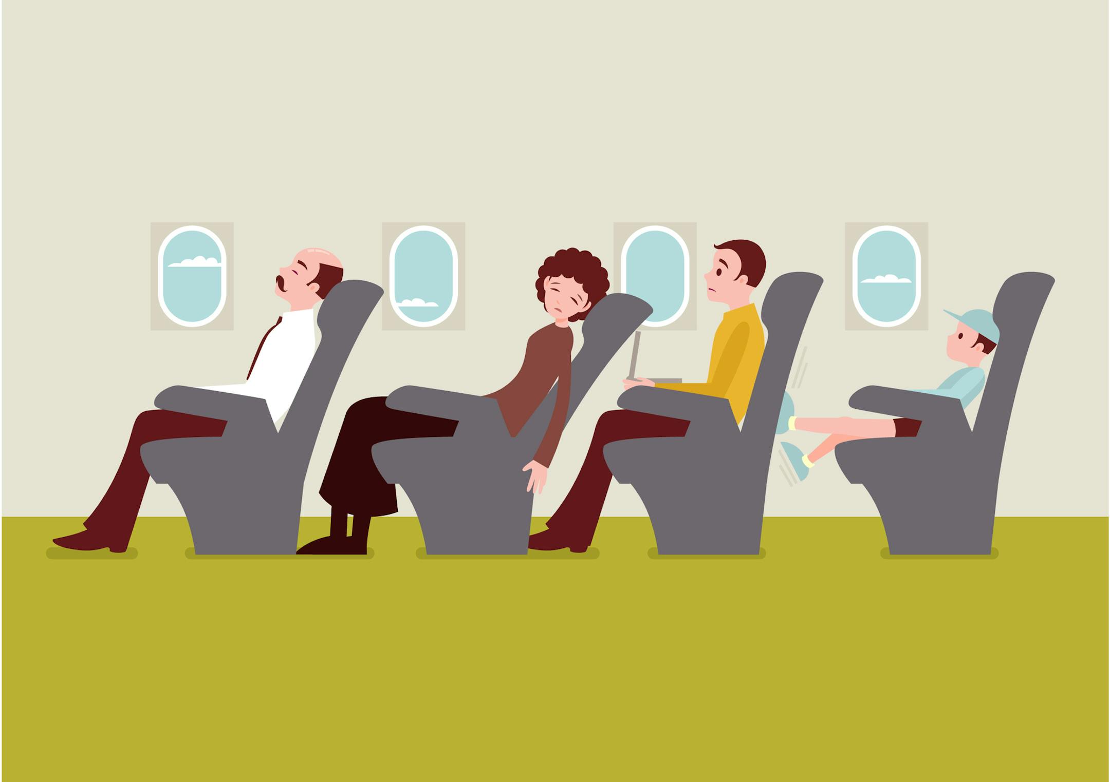 iStock sleeping on plane illustration
