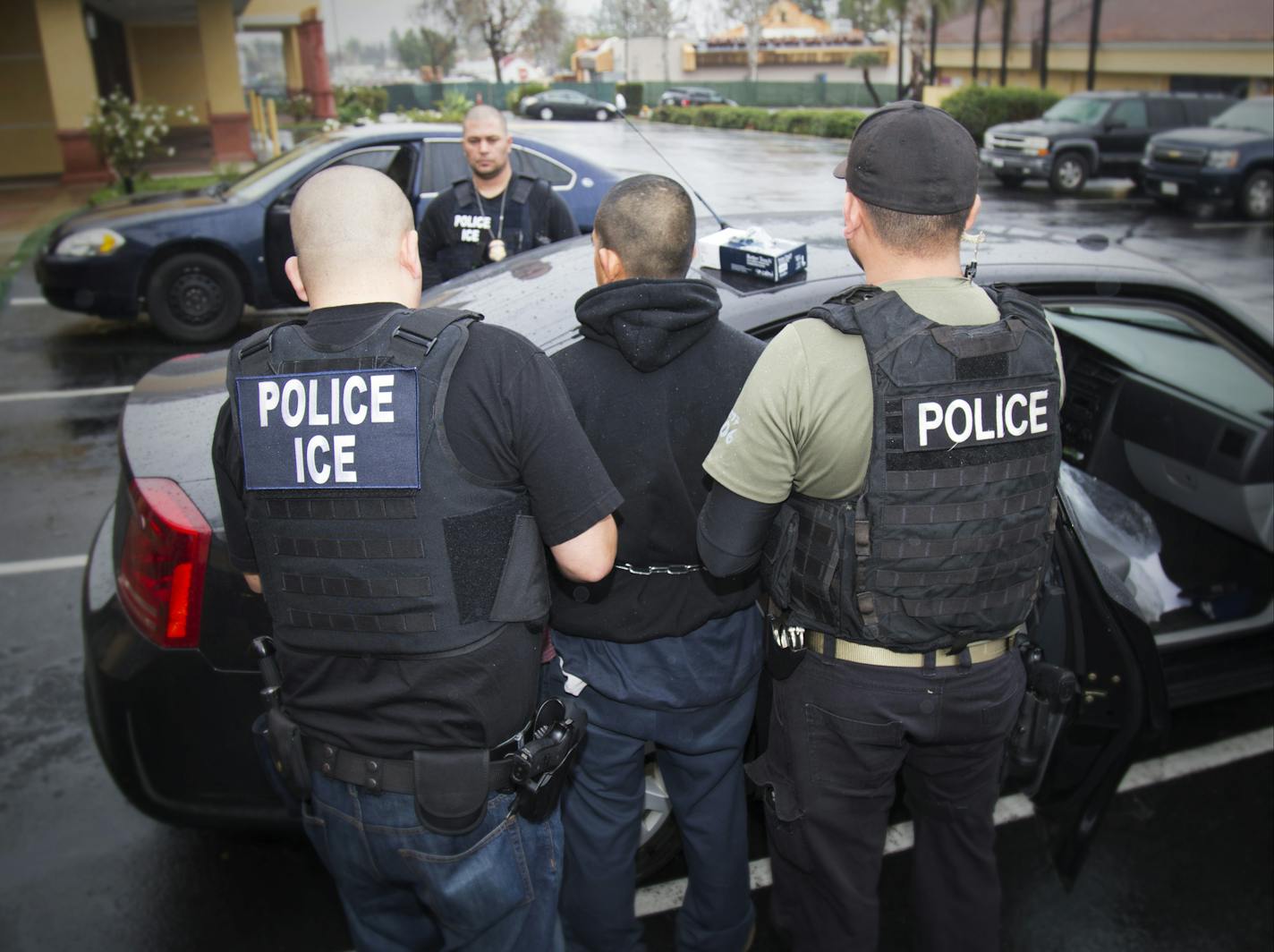 In this photo taken Feb. 7, 2017, released by U.S. Immigration and Customs Enforcement, an arrest is made.