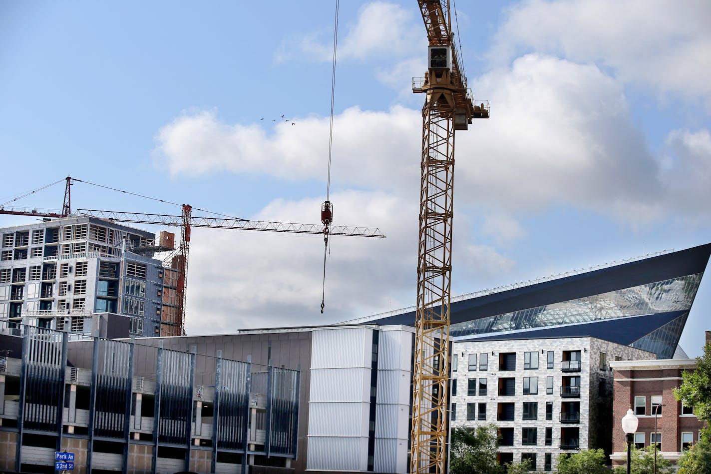 Whole new avenue: The view from 2nd Street and Park Avenue S. showcases two major projects underway: the mixed-use 205 Park Av. and the high-rise Ironclad apartments and hotel.