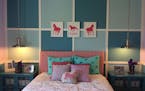 3 Graphic teal and pink bedroom for a horse lover, Parade home #231 in Medina by Toll Brothers.