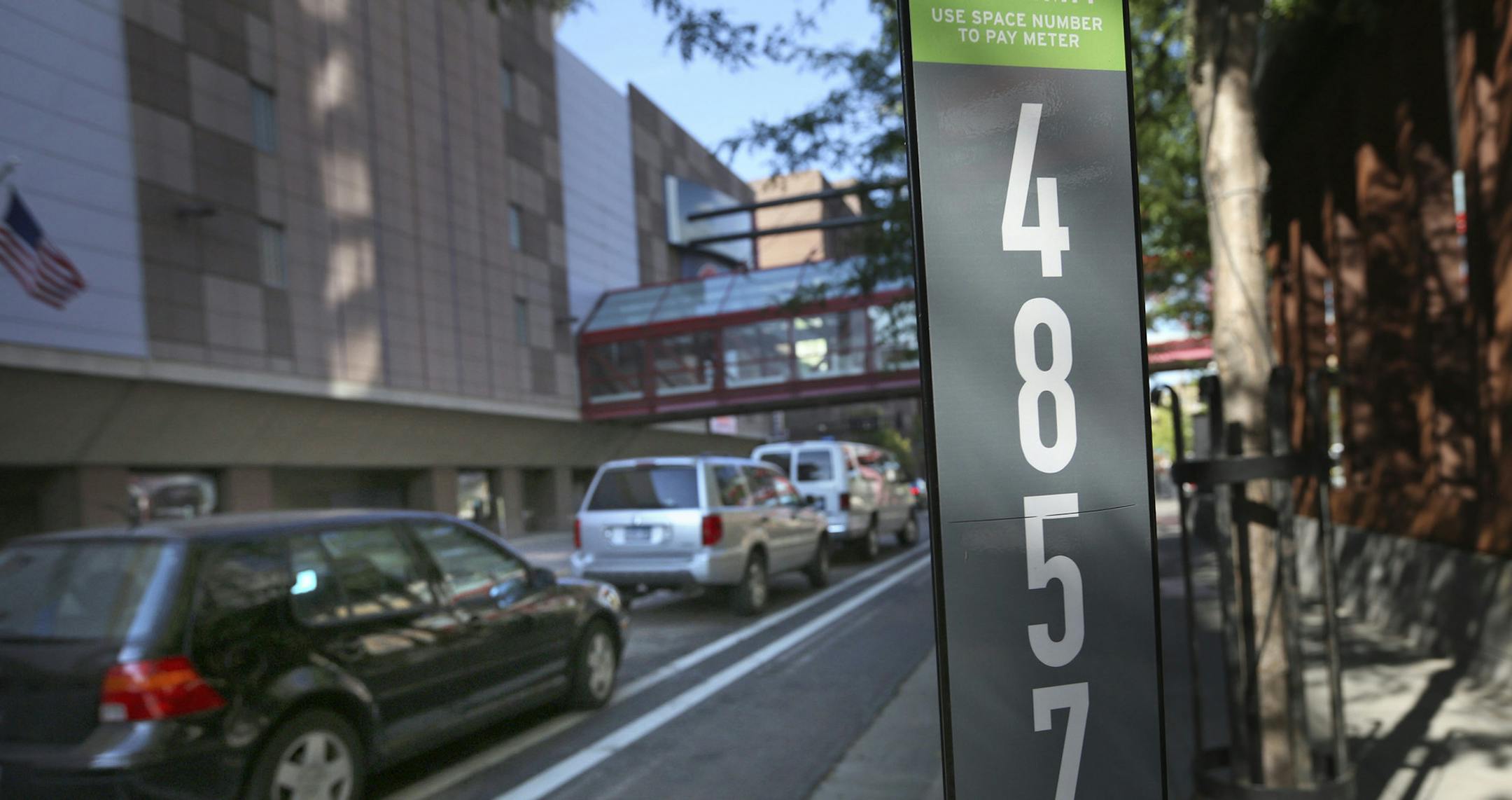 A parking spot marker along First Ave. in Minneapolis Min., Tuesday August 21, 2012. ] (KYNDELL HARKNESS/STAR TRIBUNE) kyndell.harkness@startribune.com ORG XMIT: MIN1208211731280152 ORG XMIT: MIN1709021619260367