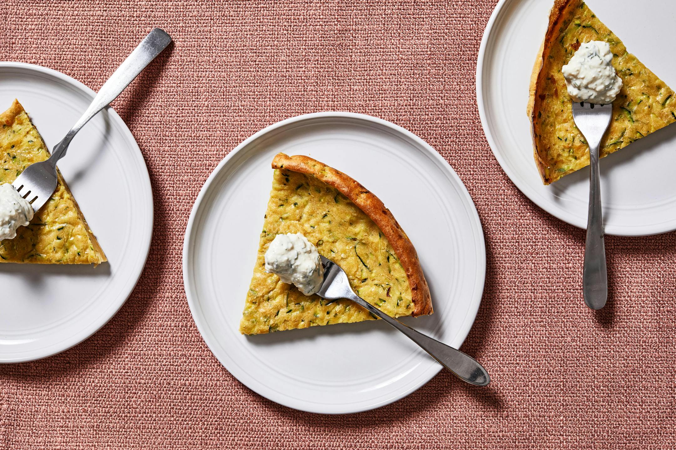 Big Zucchini Pancake With Yogurt-Feta Sauce. MUST CREDIT: Photo by Stacy Zarin Goldberg for The Washington Post.