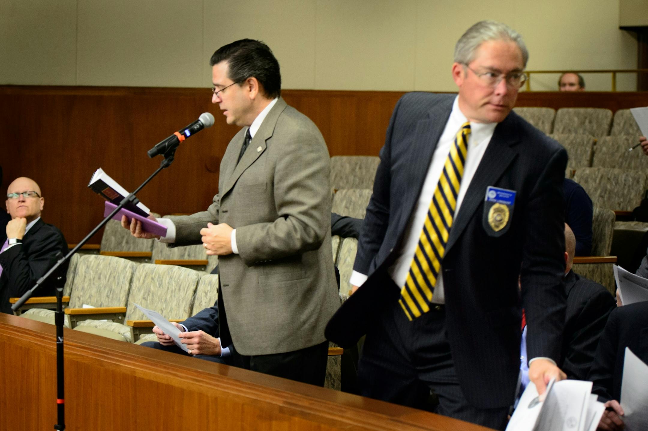 With a copy of the Senate's Mason's rulebook in his hand, Sen. Sean Nienow objected to the way votes would be counted which he said went against Senate Rules.