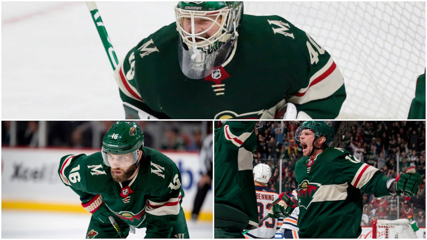 Devan Dubnyk, Jason Zucker (bottom left) and Eric Staal (bottom right) are among the players that general manager Bill Guerin has sent away from the Wild.