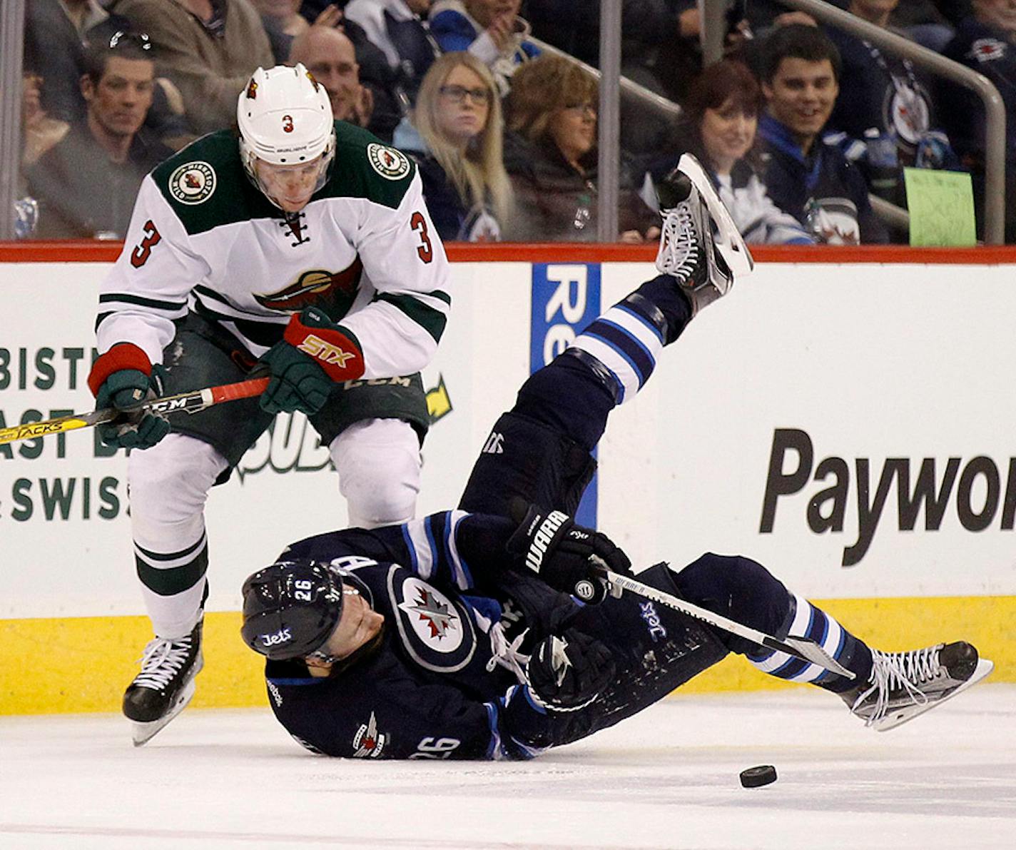 Charlie Coyle, left, took a spot on the right side of Zach Parise's line Wednesday at practice, and it's at right wing where new Wild coach Bruce Boudreau says he envisions Coyle playing.