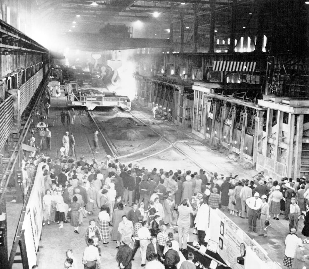 Thousands of people toured U.S. Steel's Morgan Park facility in 1956.