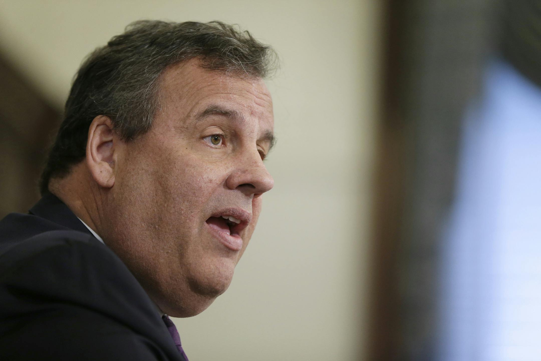 New Jersey Gov. Chris Christie speaks at a news conference in his offices in Trenton, N.J., Monday, May 22, 2017. Christie is touting the state's 4.1 percent unemployment rate as he urged voters in this year's race for governor not to vote for candidates who will reverse his policies. (AP Photo/Seth Wenig)