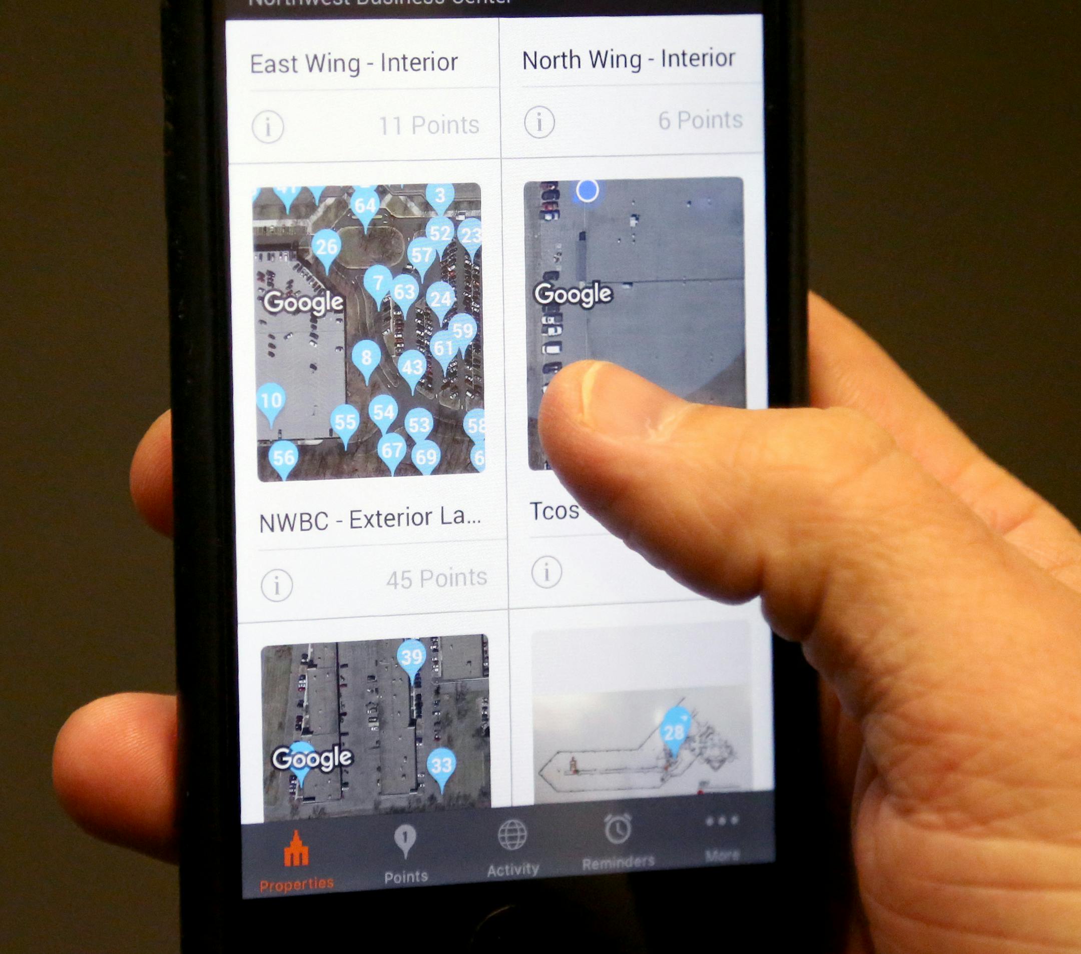 The One Spot online property management platform is designed to help property managers streamline tasks such as work orders to fix broken items throughout a property. Here, One Spot project manager Steve Rinde with the One Spot phone app Wednesday, April 18, 2018, in Plymouth, MN.] DAVID JOLES &#xef; david.joles@startribune.com The One Spot online property management platform is designed to help property managers streamline tasks such as work orders to fix broken items throughout a property.