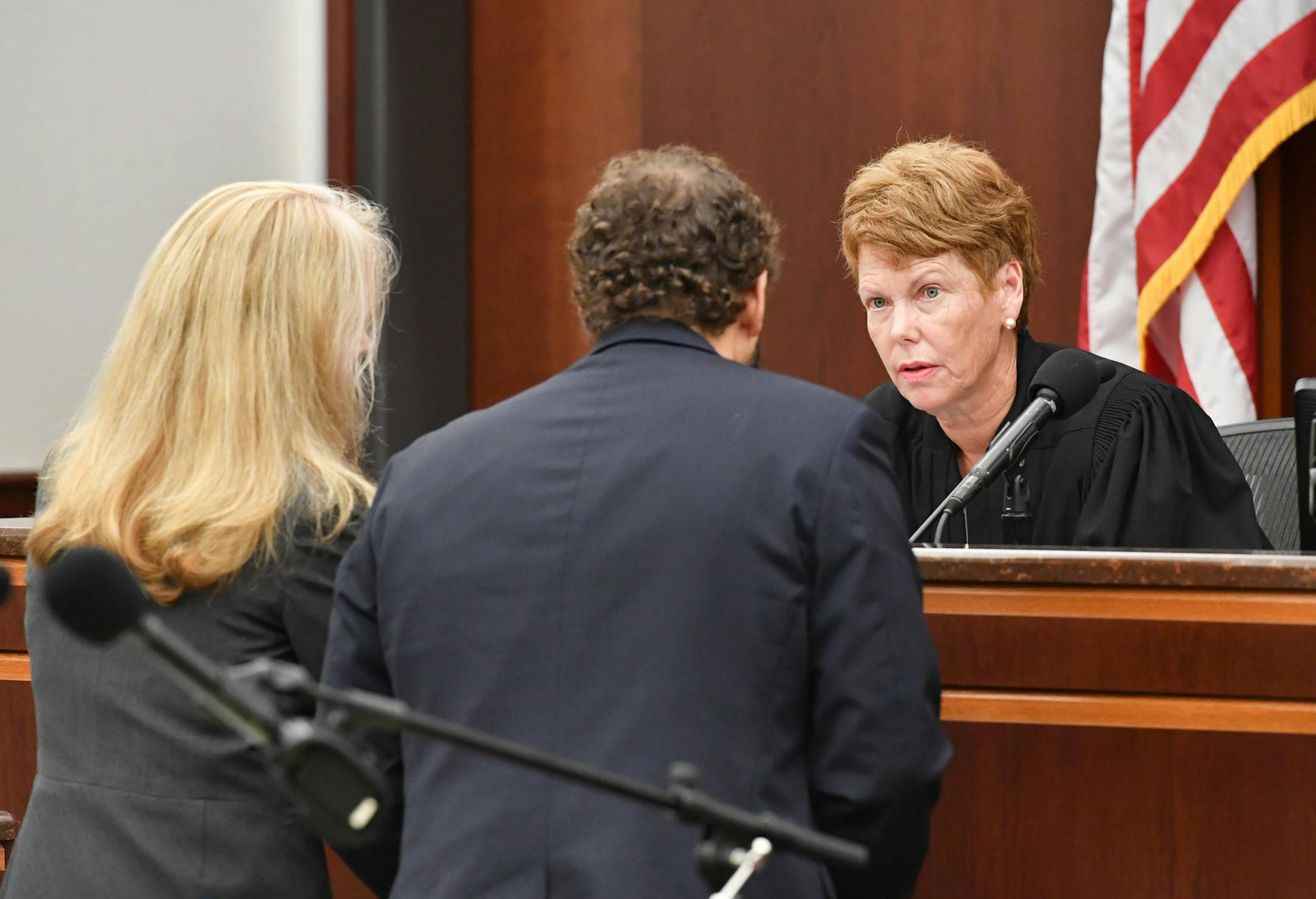 Judge Karen Asphaug spoke to prosecutor Kathy Keena and defense attorney Stephen Grigsby during sentencing for Sandra Grazzini-Rucki. ] GLEN STUBBE * gstubbe@startribune.com Wednesday, September 21, 2016 Sentencing for Sandra Grazzini-Rucki, who was found guilty in Dakota County in July for hiding her two teenage daughters for more than two years during a bitter custody battle.