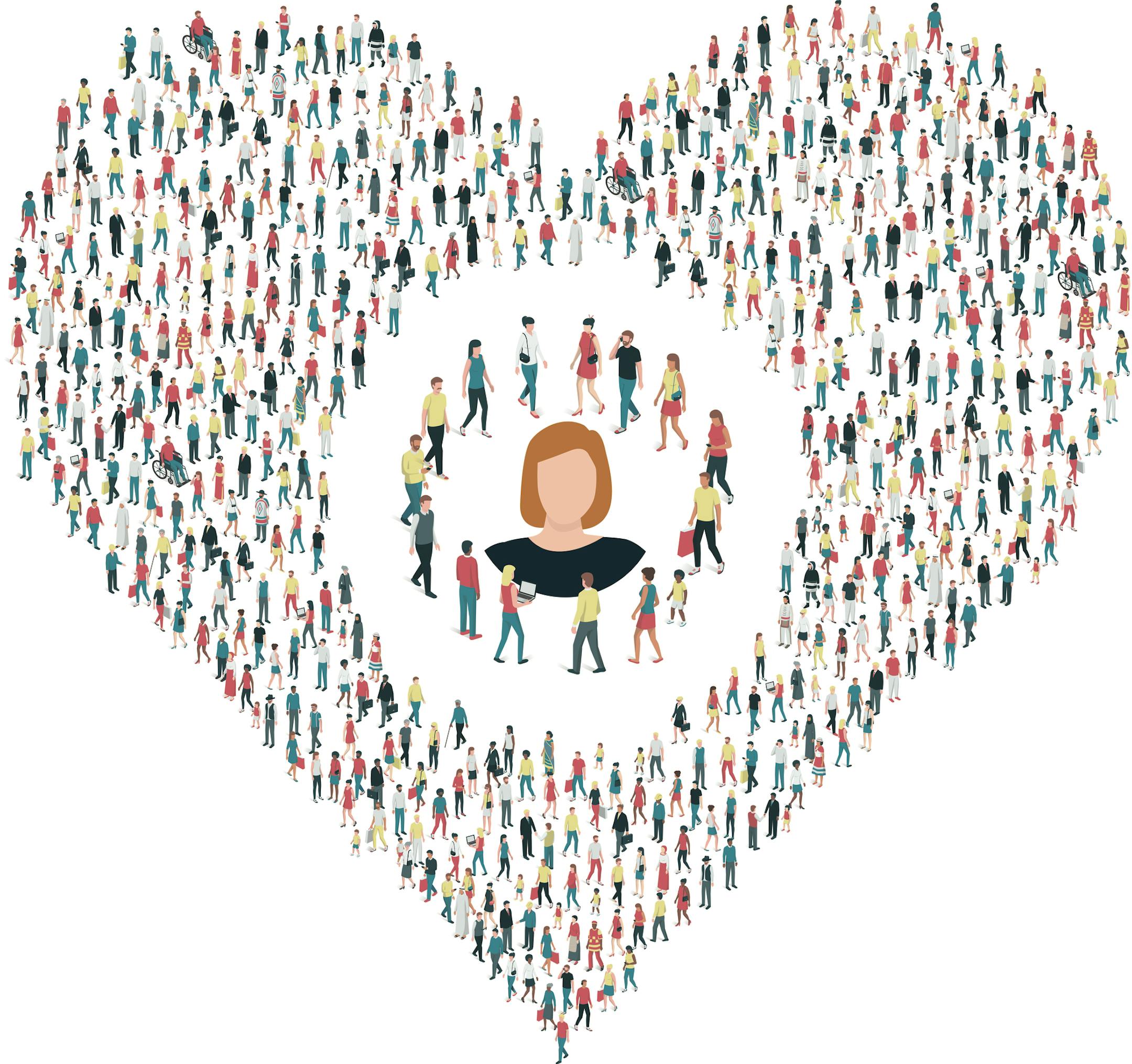 People of all ages and mixed ethnicity groups standing together, community and diversity concept, seamless pattern