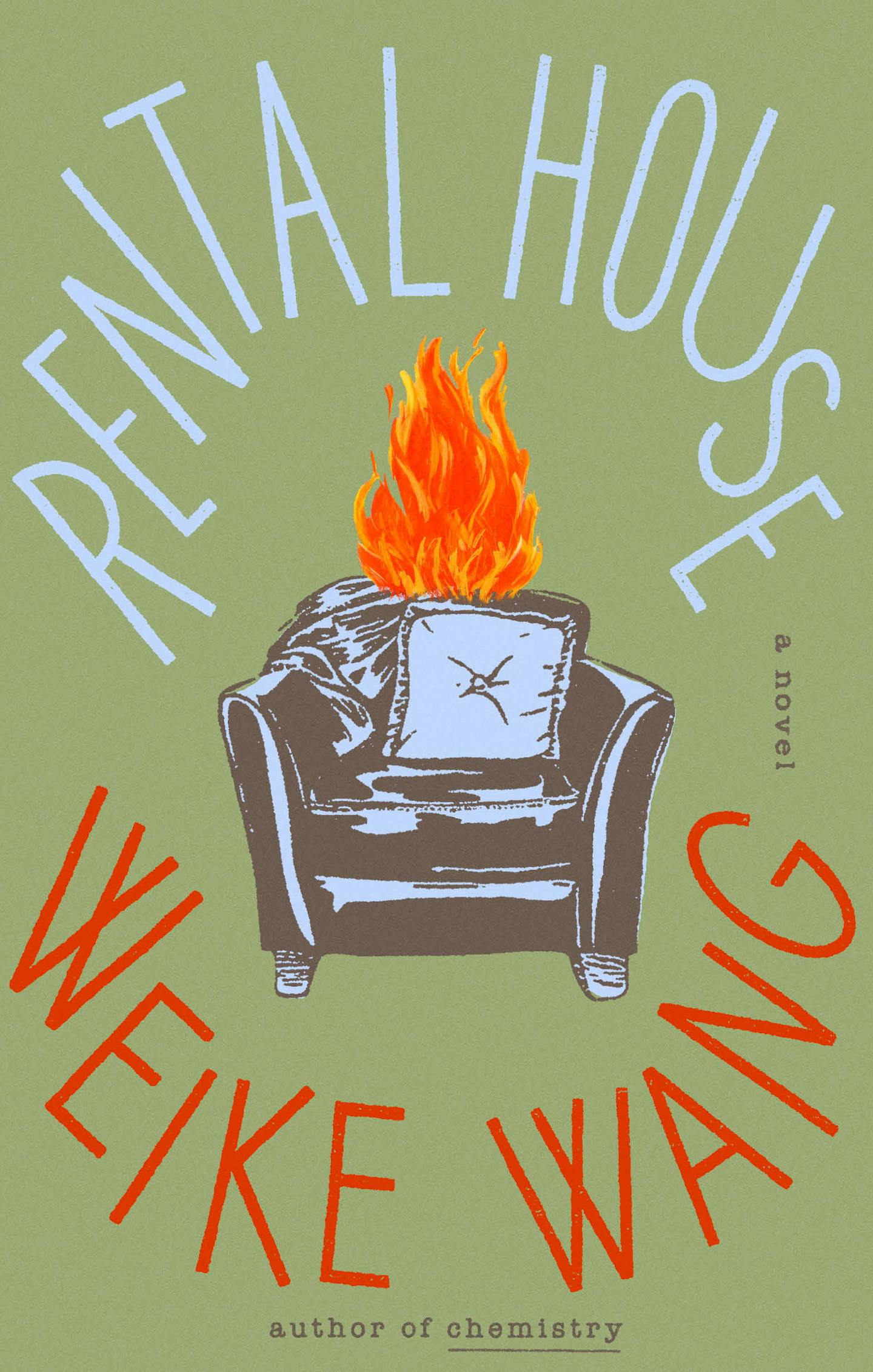 cover of Rental House is a drawing of a chair on fire