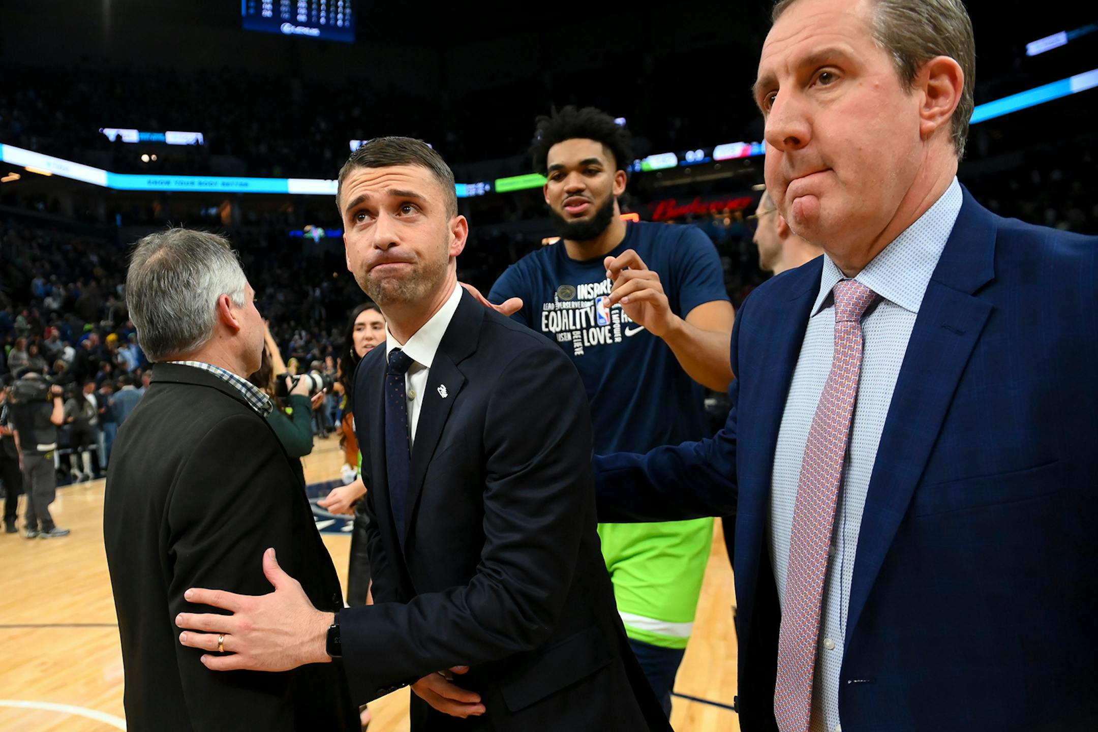 Minnesota Timberwolves head coach Ryan Saunders walked off the court following his team's 142-115 victory over the LA Clippers, snapping a 13-game losing streak.