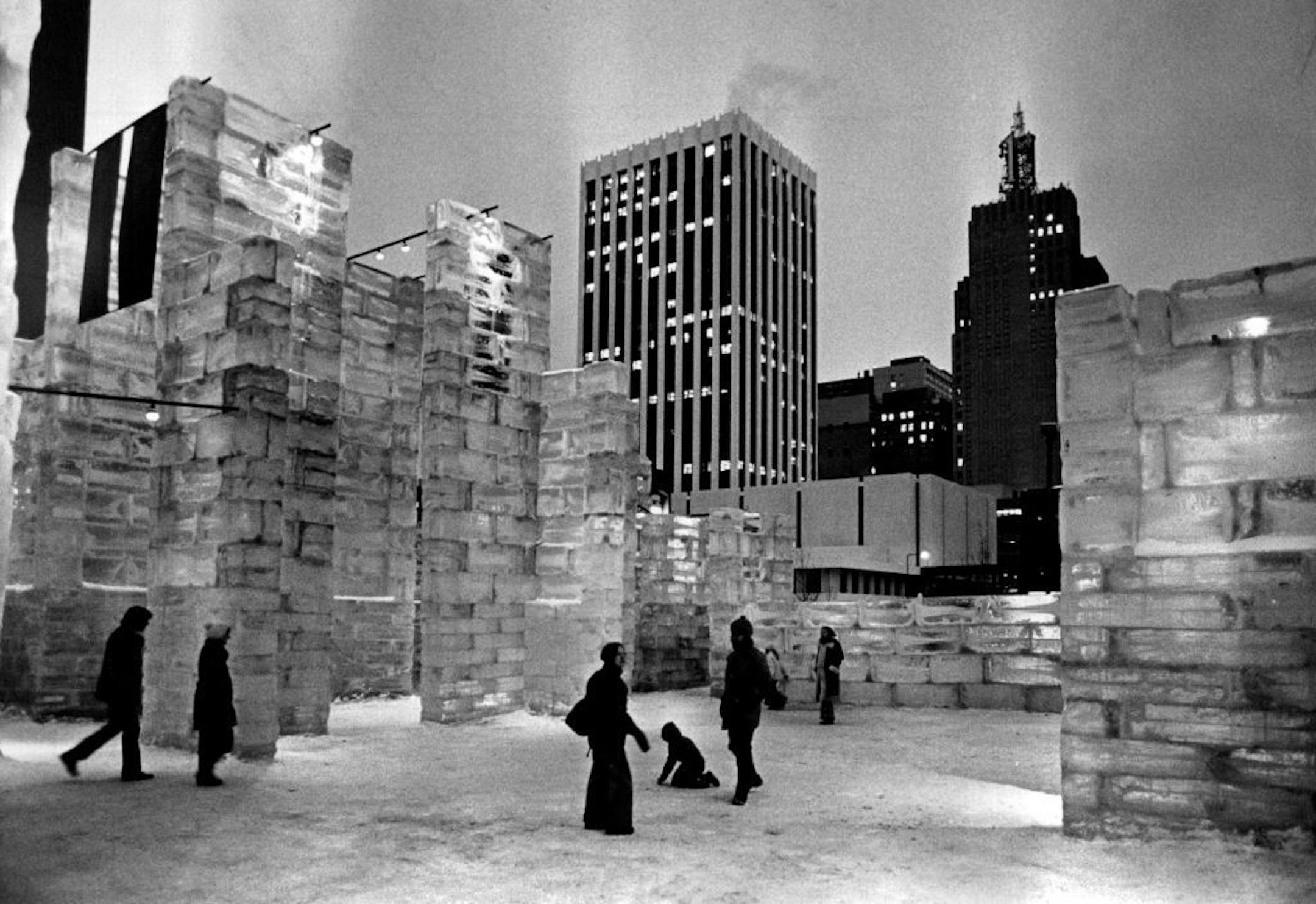January 24, 1976 The carnival's ice palace, right, at 7th and Minnesota Sts., was dedicated yesterday. January 23, 1976 William Seaman, Minneapolis Star Tribune