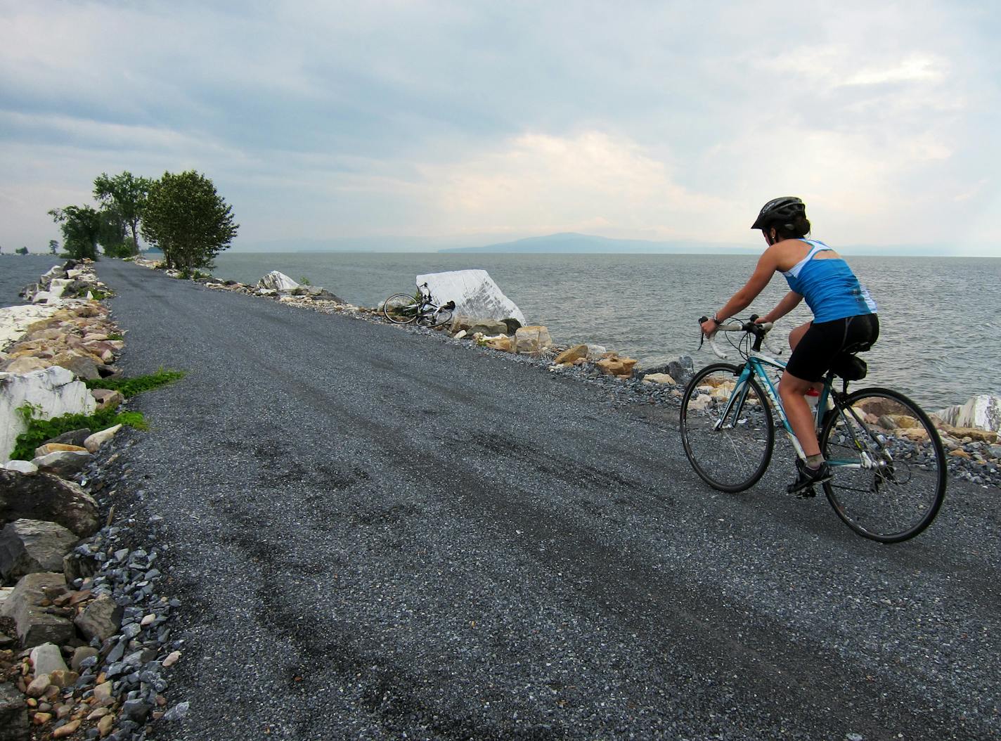 In Vermont, the Colchester Causeway extends across Lake Champlain to connect Colchester and Burlington to the nearby Lake Champlain Islands. Illustrates VERMONT-BIKE (category t), by Lindsay J. Westley, special to The Washington Post. Moved Tuesday, July 23, 2013. (MUST CREDIT: Photo for The Washington Post by Lindsay J. Westley)