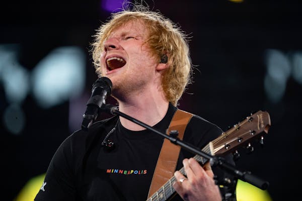 Ed Sheeran performs “Tides” in front of a near-capacity crowd Saturday, Aug. 12, 2023, at U.S. Bank Stadium in Minneapolis.