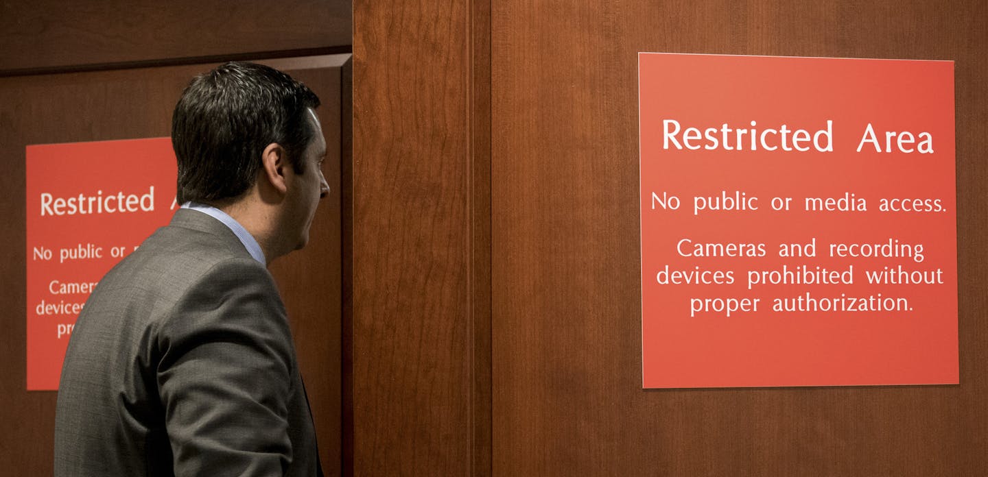 Rep. Devin Nunes (R-Calif.) arrives for a House Intelligence Committee meeting in Washington, onMonday, Feb. 5, 2018. Rep. Adam Schiff (D-Calif.), the ranking minority member, is expected to call for a vote on Monday afternoon for the committee to release a Democratic rebuttal to the classified memo that the panel&#xed;s Republicans released on Friday, which accuses federal law enforcement officials of abusing their powers to spy on a former Trump campaign official. (Erin Schaff/The New York Tim