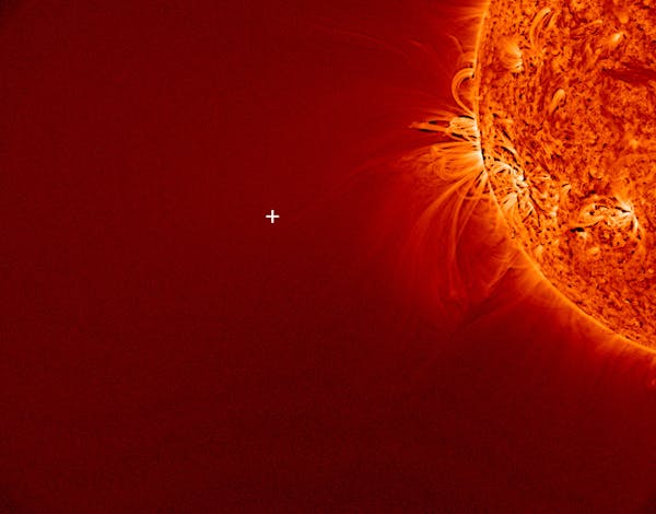 This image provided by NASA and taken by NASA's Solar Dynamics Observatory on Nov. 28, 2013, shows the sun, but no sign of comet ISON. During a meetin