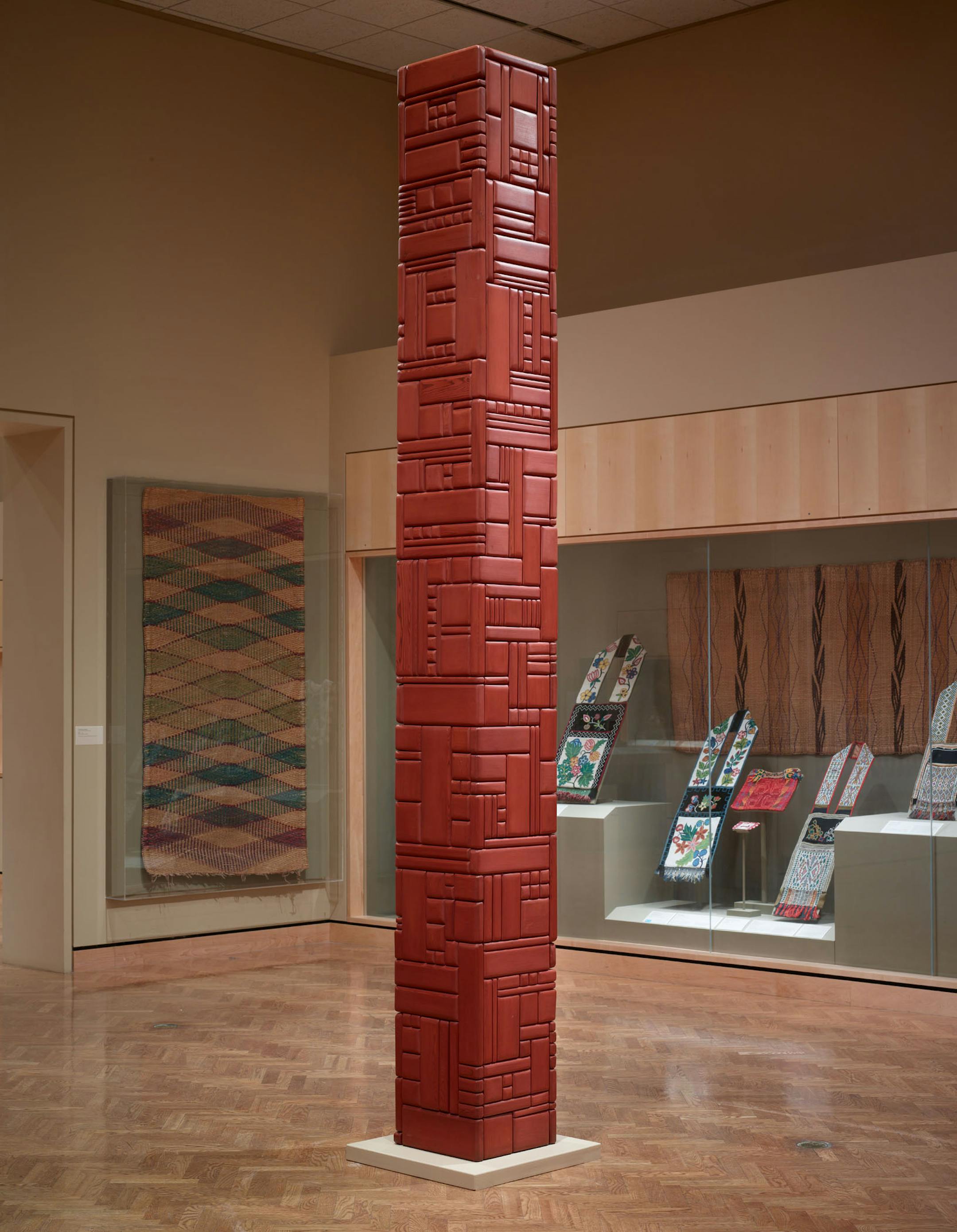 "Red Totem I" (1977), by Minnesota Ojibwe artist George Morrison, made of redwood panels, was recently acquired by the MIA.