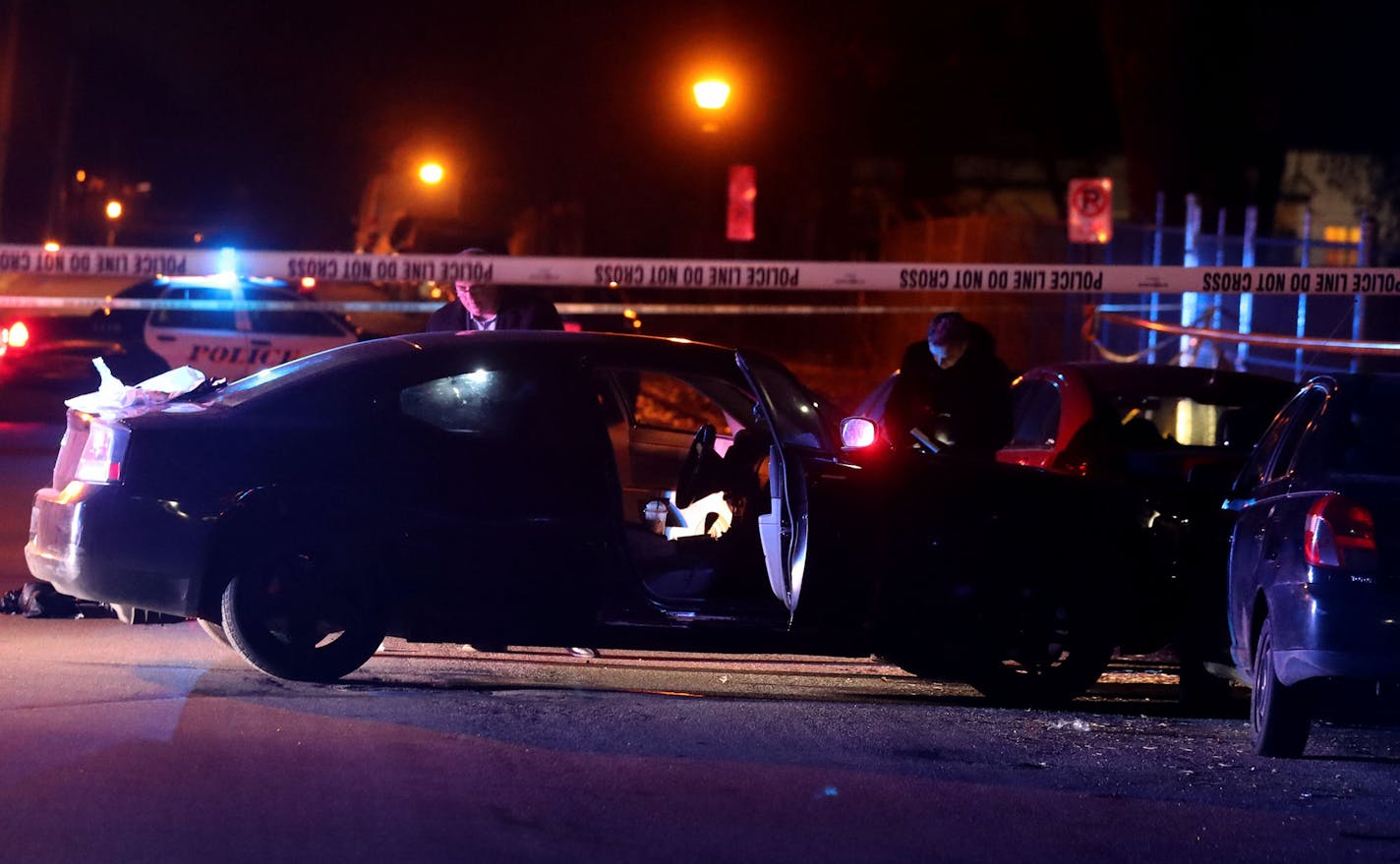 Police investigators on the scene of a multiple shooting with at least one dead Saturday night near the intersection of Maryland Ave. E and Hazelwood St. in St. Paul, MN.] DAVID JOLES &#x2022; david.joles@startribune.com Scene of a multiple shooting with at least one dead Saturday night near Maryland Ave. E and Hazelwood St. in St. Paul, MN.