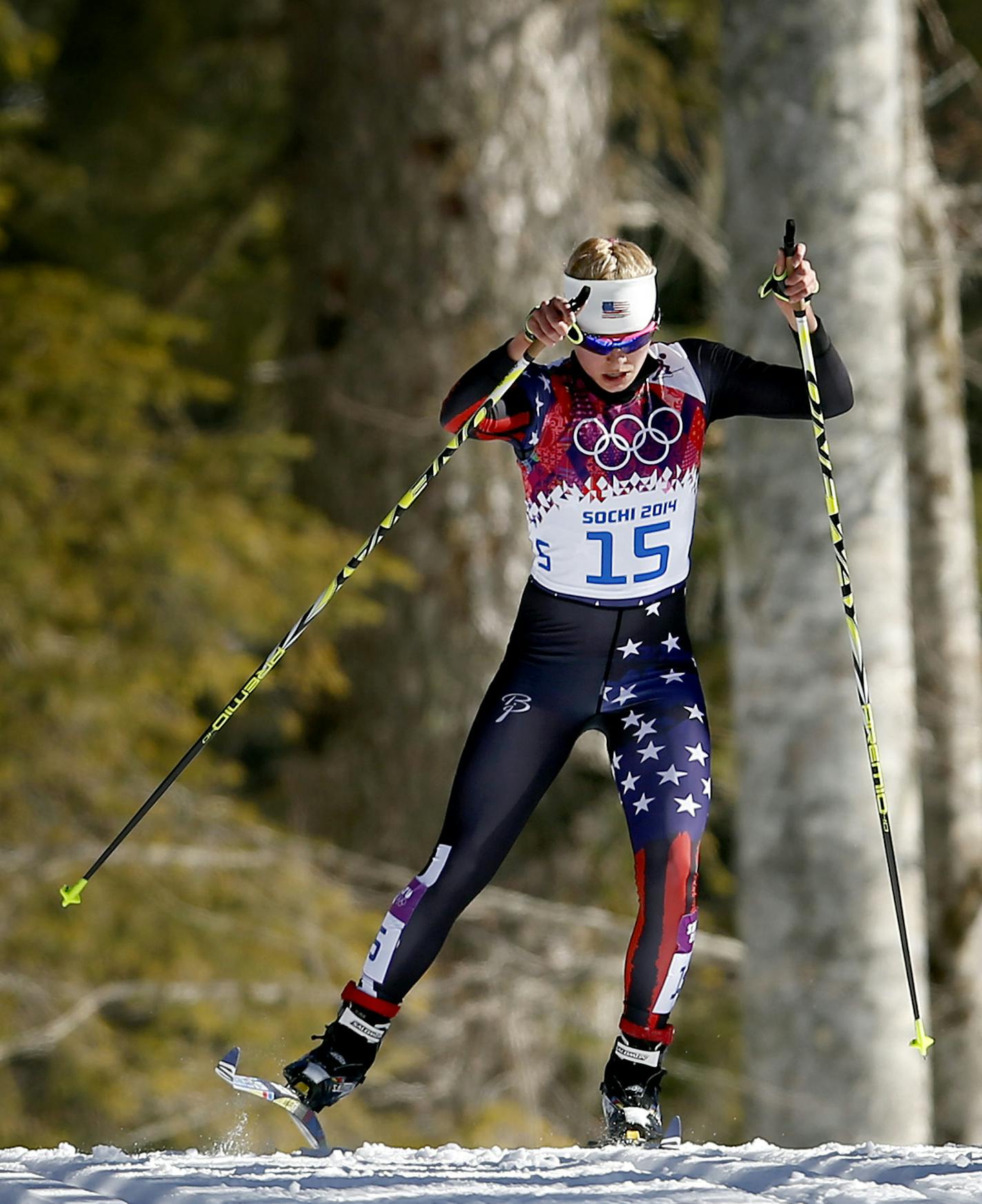 Jessie Diggins (Afton, Minn.) used a strong performance in the free portion of the women's skiathlon event to finish eighth in competition at the Laura Cross-Country Ski and Biathlon Center Saturday afternoon. Diggins found herself in 27th place after covering the classic portion of the course in 20:01.7, but improved to a 19:29.5 in the free portion for a final time of 1:31.9, 1:20.7 off the podium pace. The gold medal went to Marit Bjoergen of Norway in 38:33.6, while Sweden's Charlotte Kalla