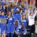 Kentucky forward Alex Poythress (22) reacts after a three-point basket during the second half of an NCAA Final Four tournament college basketball semi