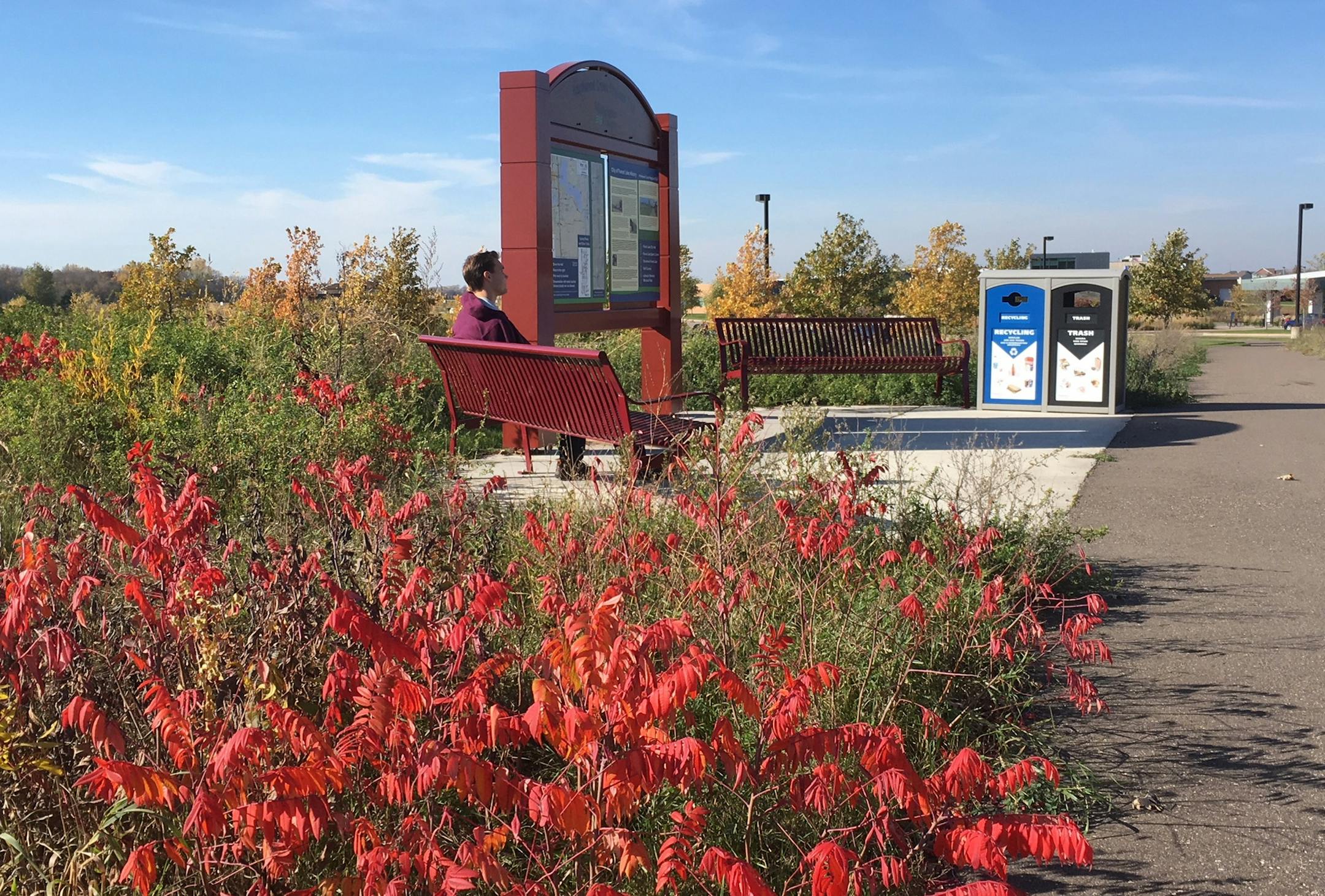 Rest areas were among the amenities added to the 9-mile Hardwood Creek Regional Trail.