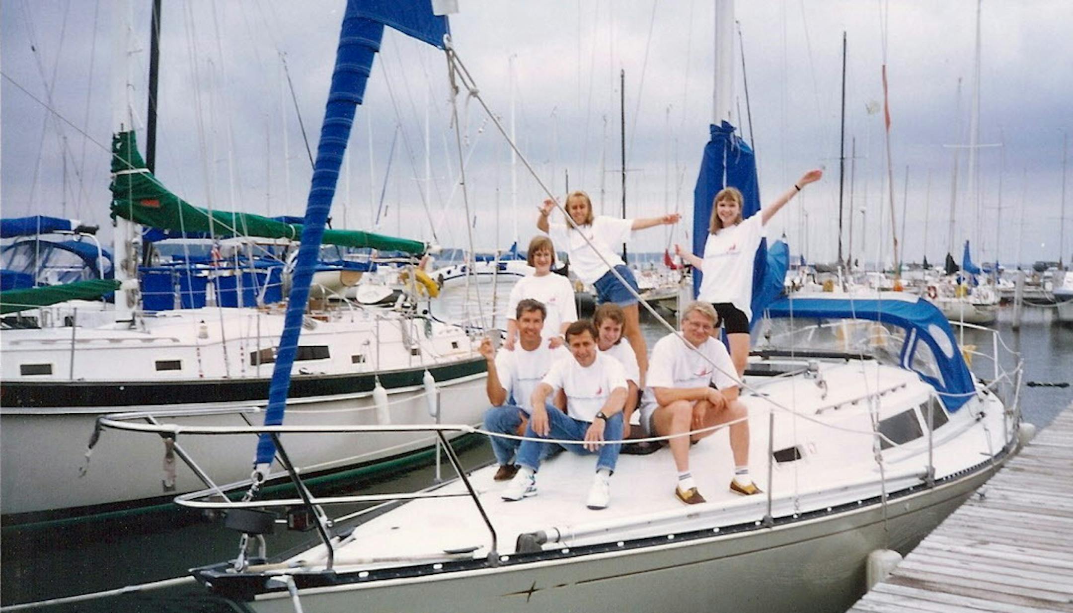 A group of fathers and daughters started an annual sailing trip in 1992 -- they're now on year 25. This photo is from their inaugural year.