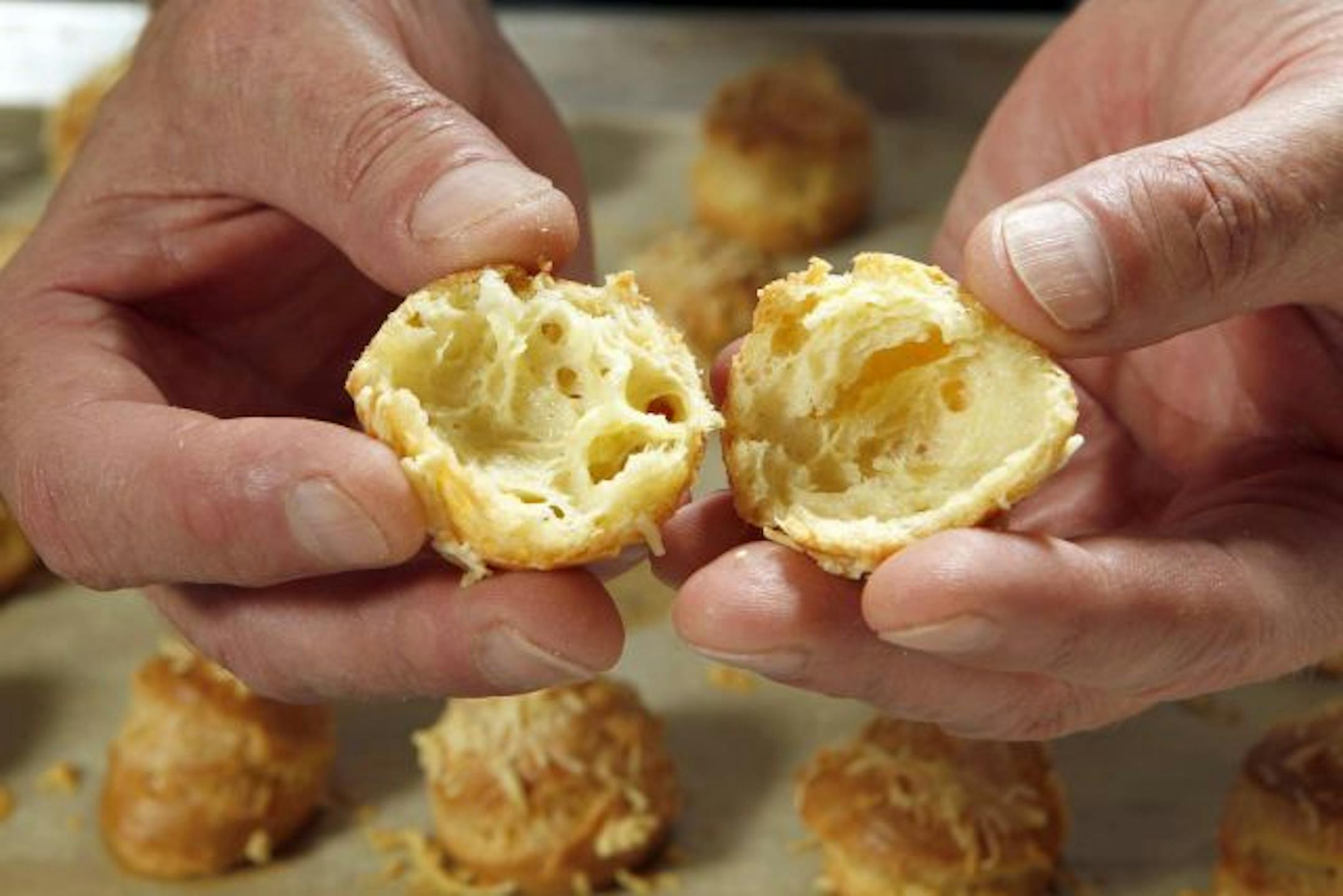 Break open a gougères and enjoy a crisp, crusty savory cream puff, lighter than air but rich with the utterly irresistible fragrance of browned Gruyere cheese.