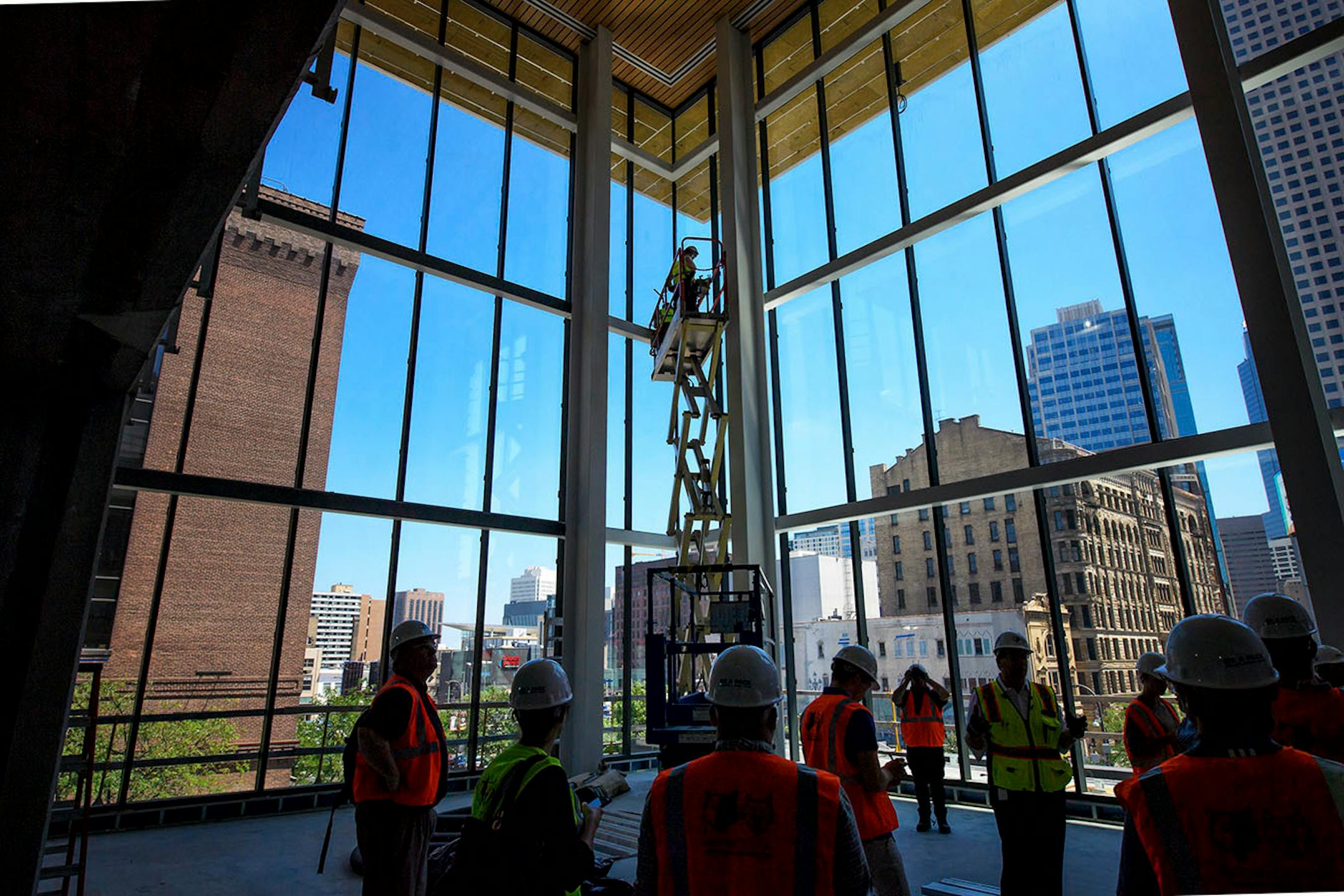 One huge improvement in the Target Center renovation is the addition of large windows in concourses and a large atrium to look out on Hennepin Ave and the Minneapolis skyline.