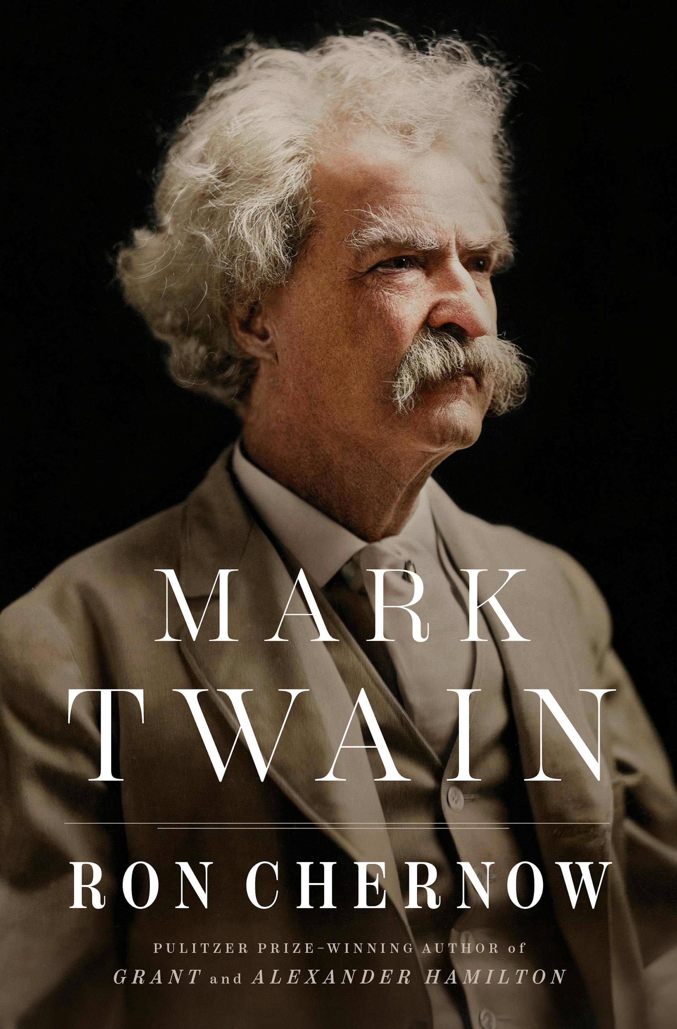 cover of Mark Twain features a color photo of Twain