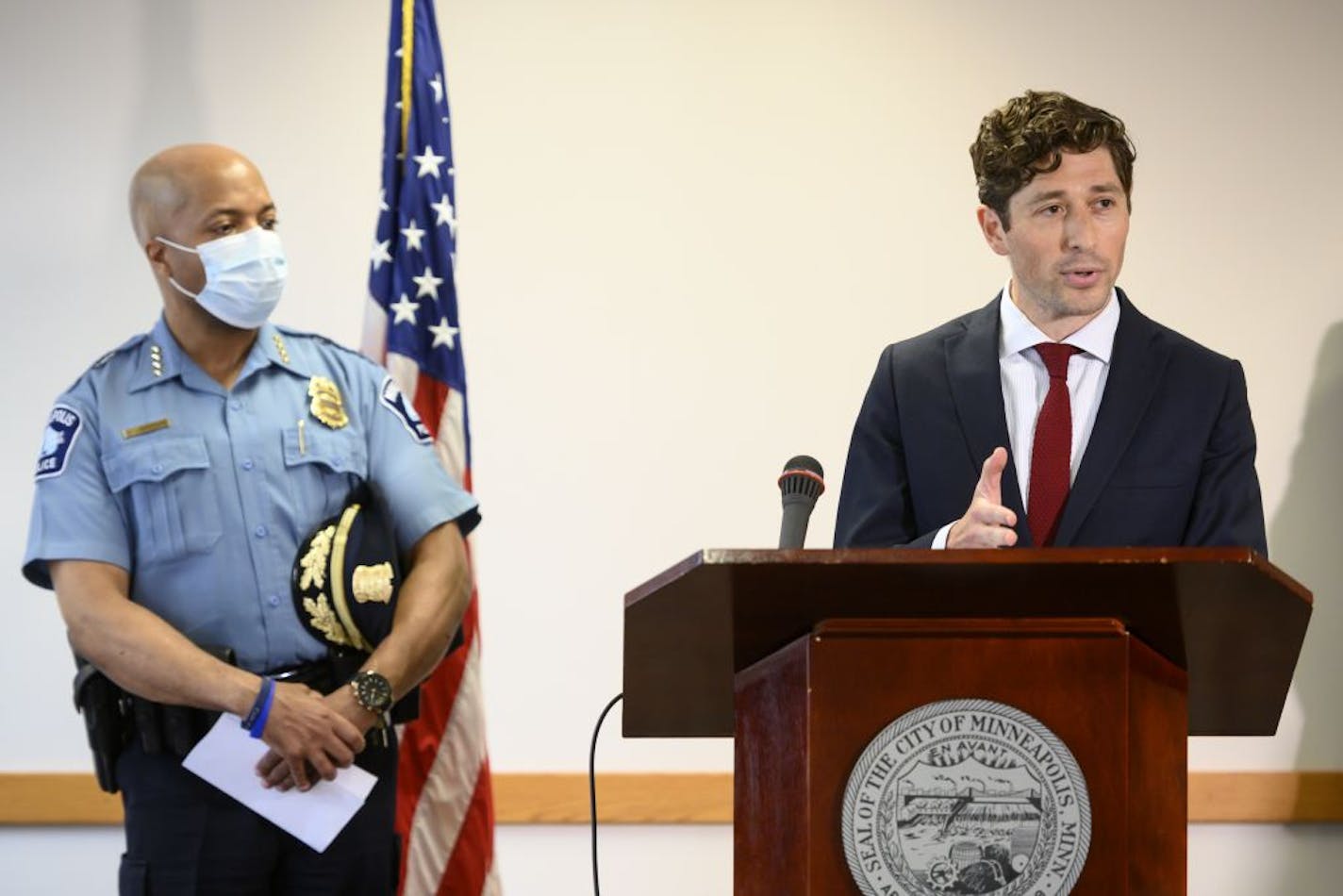 Minneapolis Mayor Jacob Frey was joined by Minneapolis police chief Medaria Arradondo and mayors from around the metro Thursday as they called for new legislation to overhaul the arbitration process that critics say too often allows officers accused of "egregious" misconduct to get their jobs back.