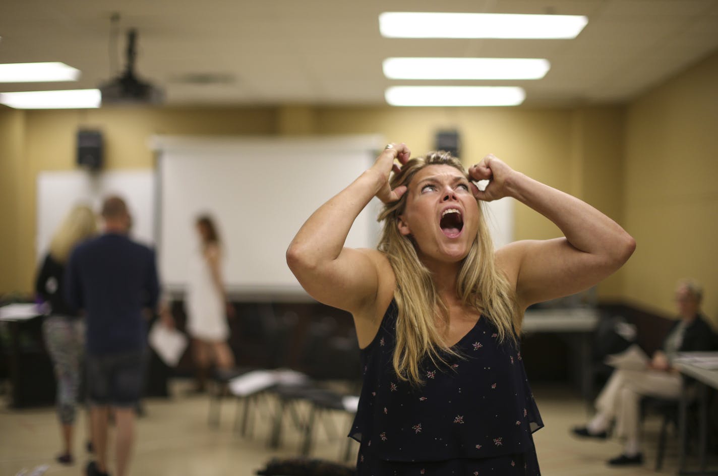 Jennifer Maren, as Marjorie Caldwell, rehearsed a scene from "Glensheen."