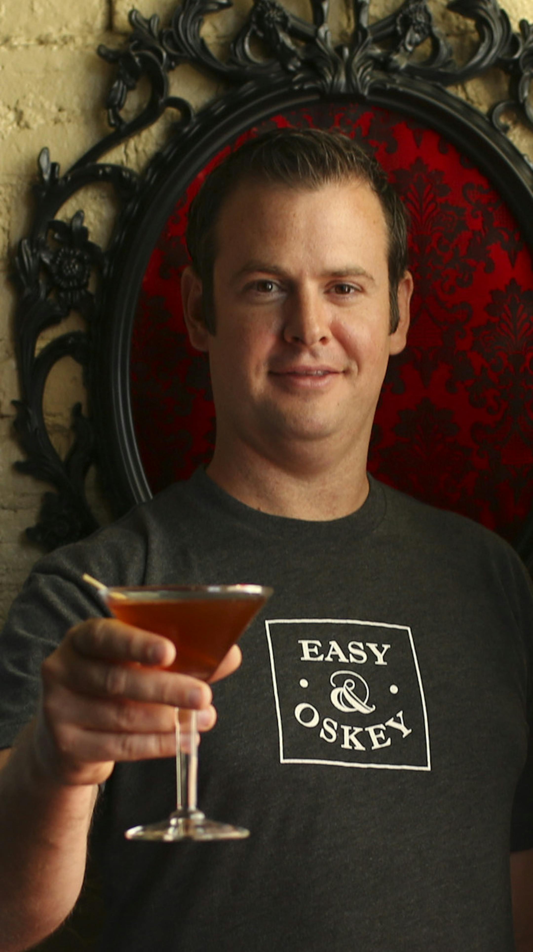 A local design guru and his nephew have teamed up with a St. Paul bartender to produce homemade bitters kits. Riding the craft cocktail wave, locally made bitters have become a trend in the past few years after about a century of obsolescence. Erik Eastman and Dan Oskey ("Easy & Oskey" is their company name), along with Erik's uncle James Eastman talked about their DIY kits at The Strip Club Thursday afternoon, July 18, 2013 on St. Paul's East Side. James Eastman, Dan Oskey, and Erik Eastman, fr