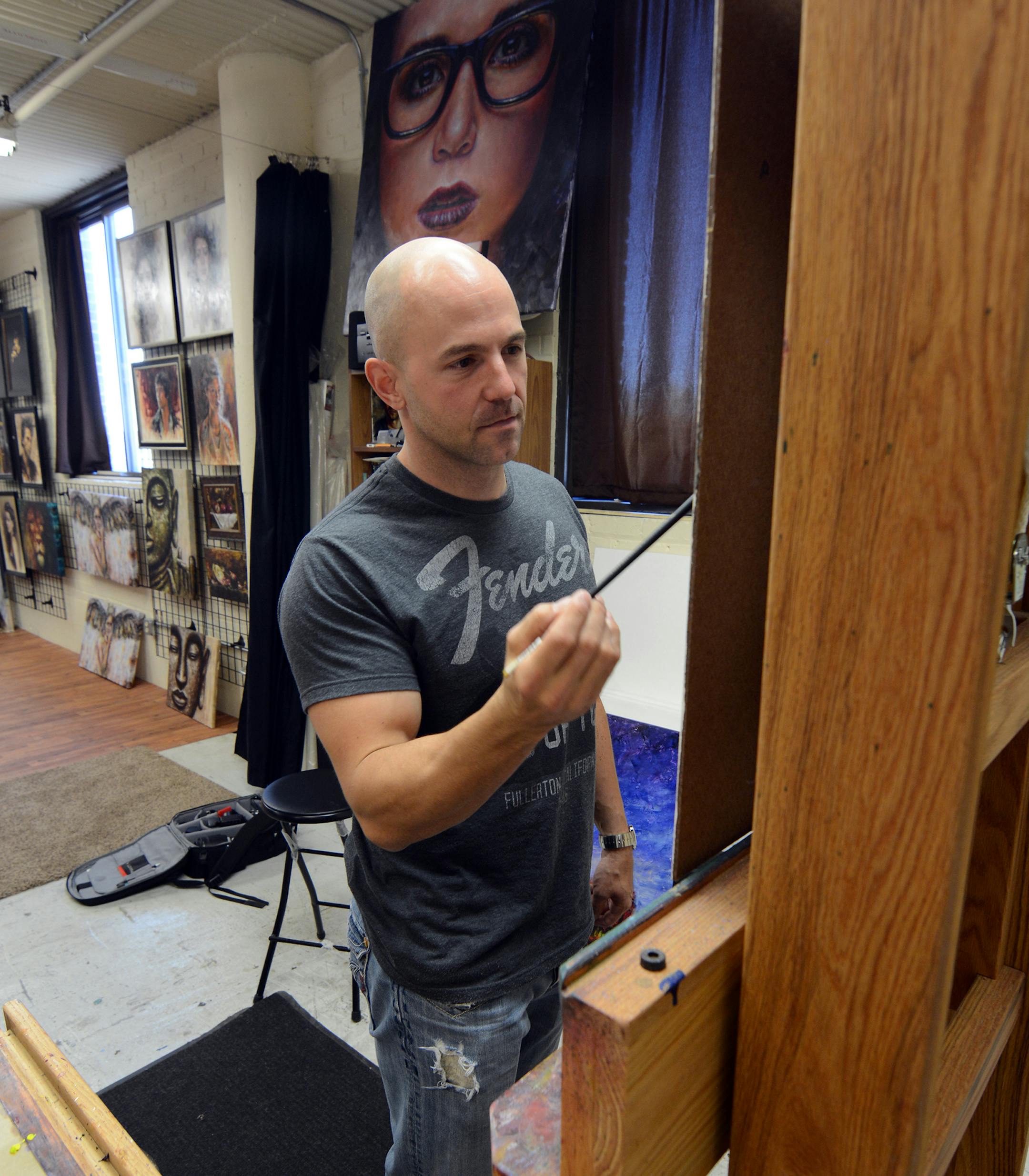 Michael Bellotti painted in his St. Paul studio. Photo by Liz Rolfsmeier, Special to the Star Tribune